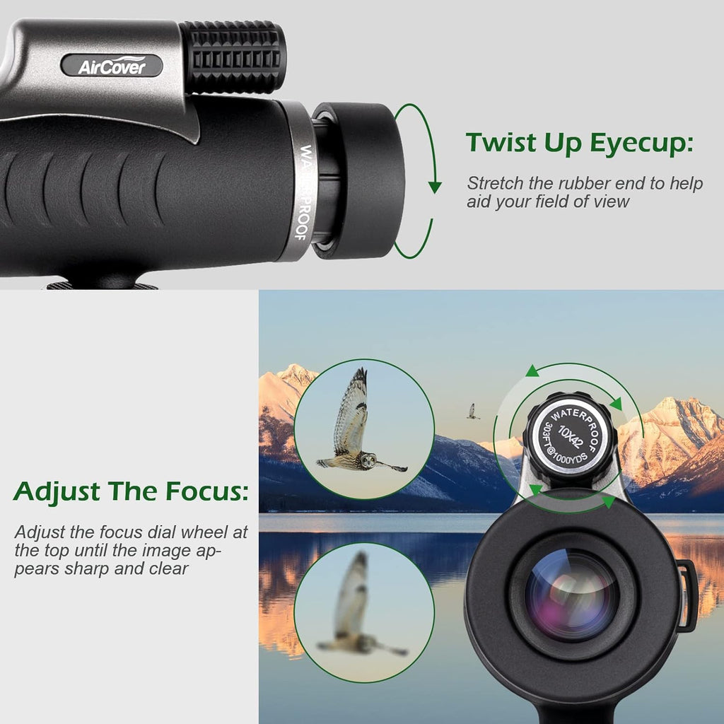 10x42 HD Waterproof Fogproof Monocular with Hand Strap Tripod Phone Adapter S307971