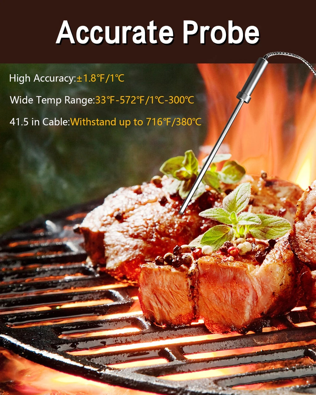 6-Probe Bluetooth Meat Thermometer with LCD Display Y16571