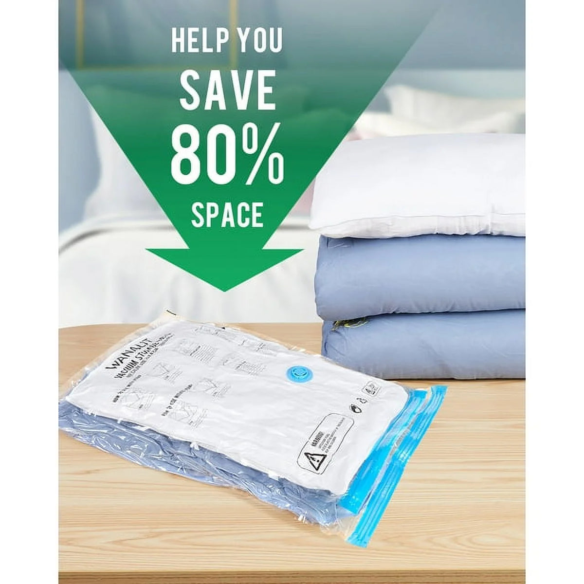 10 Pack Vacuum Storage Bags Small with Electric Air Pump Reusable Compression 24"x16" R122161