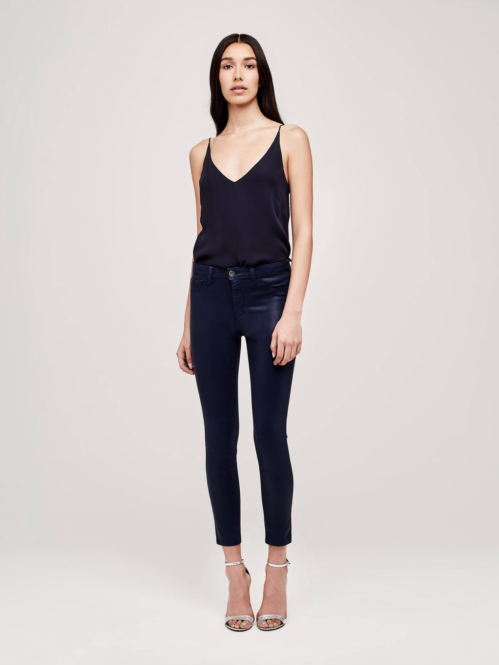Navy Coated High Rise Skinny Jean Q387