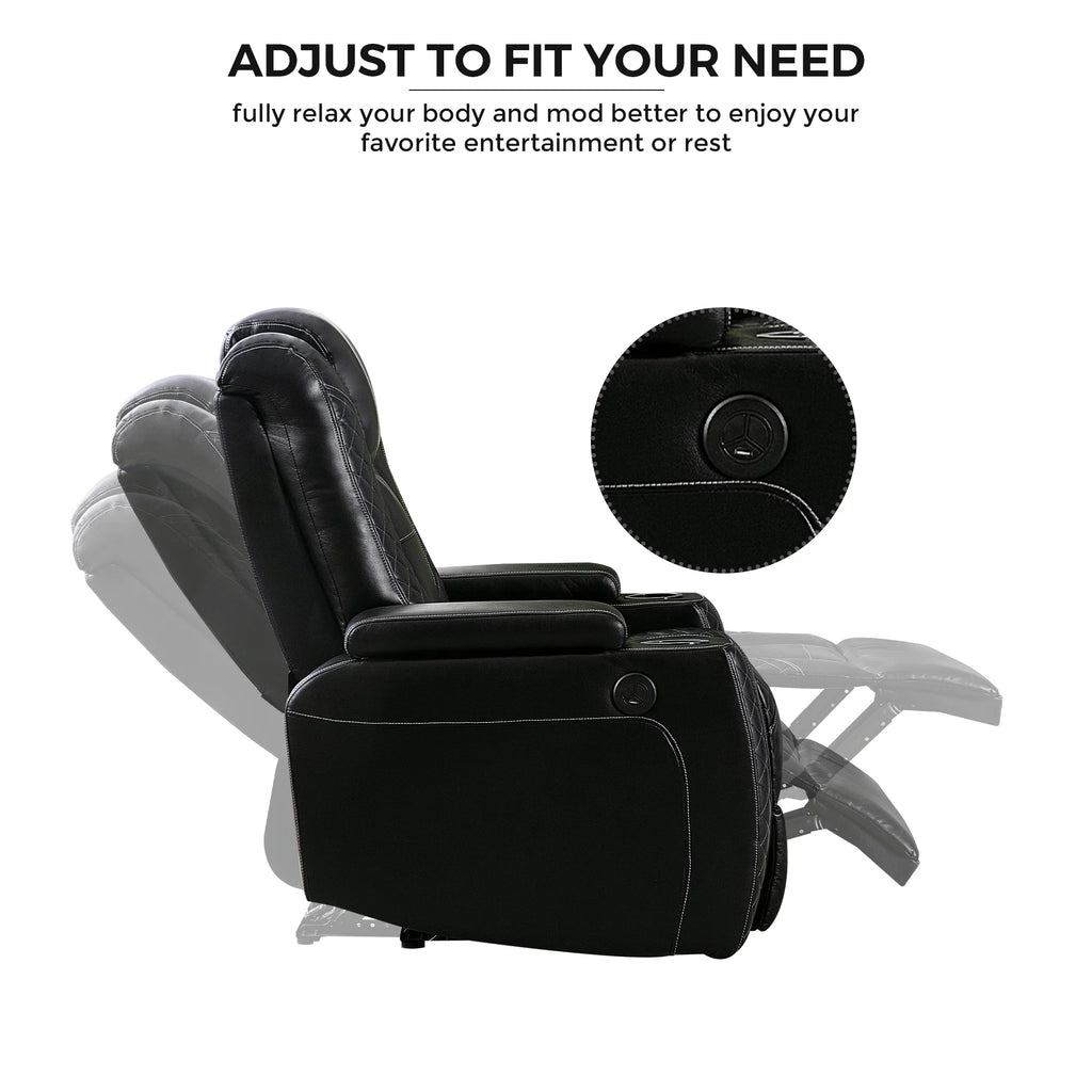 Power Recliner Chair with USB Ports and Cup Holders R12340