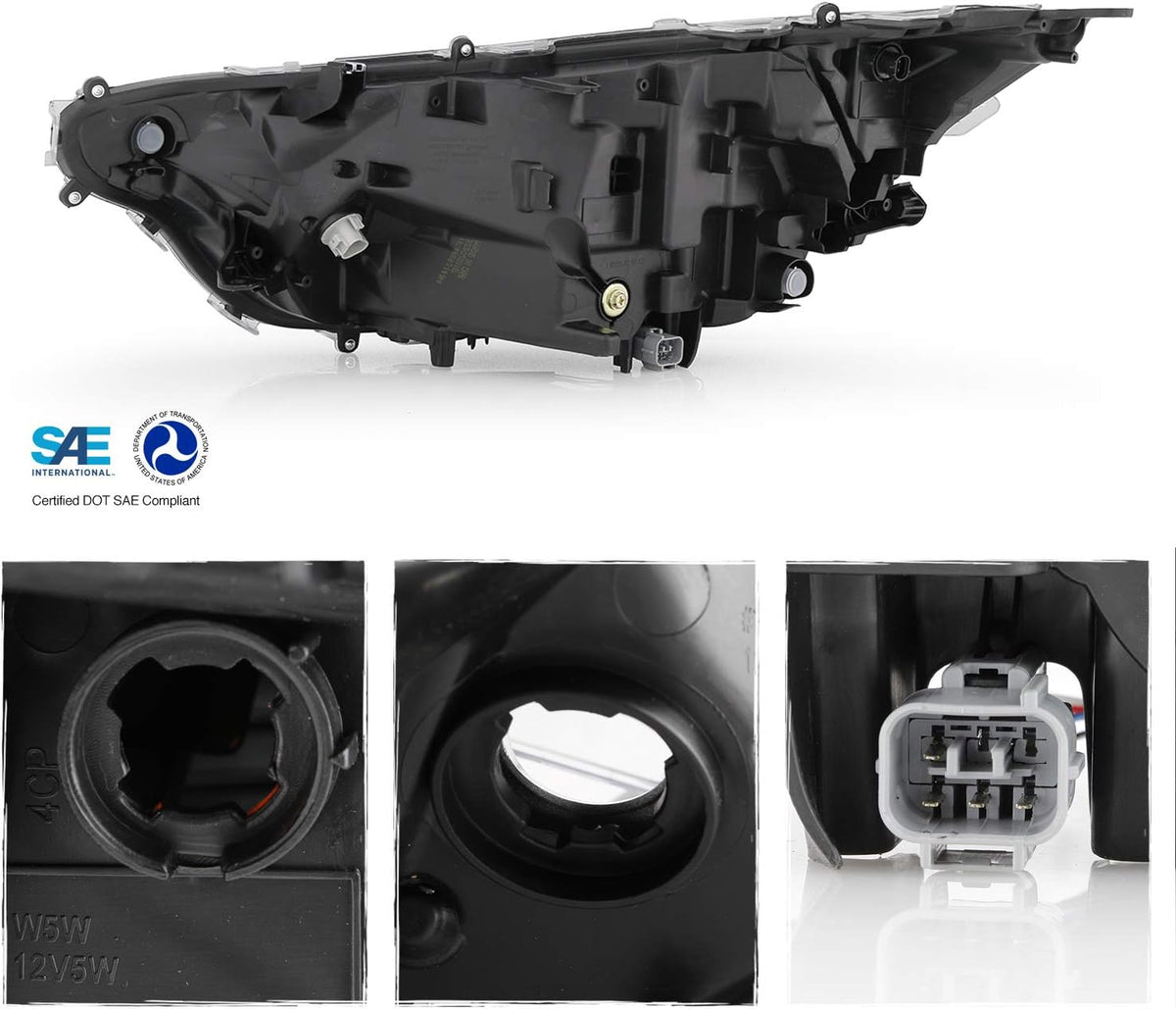 Black Bezel LED Headlights Housing Passenger Side Q69860