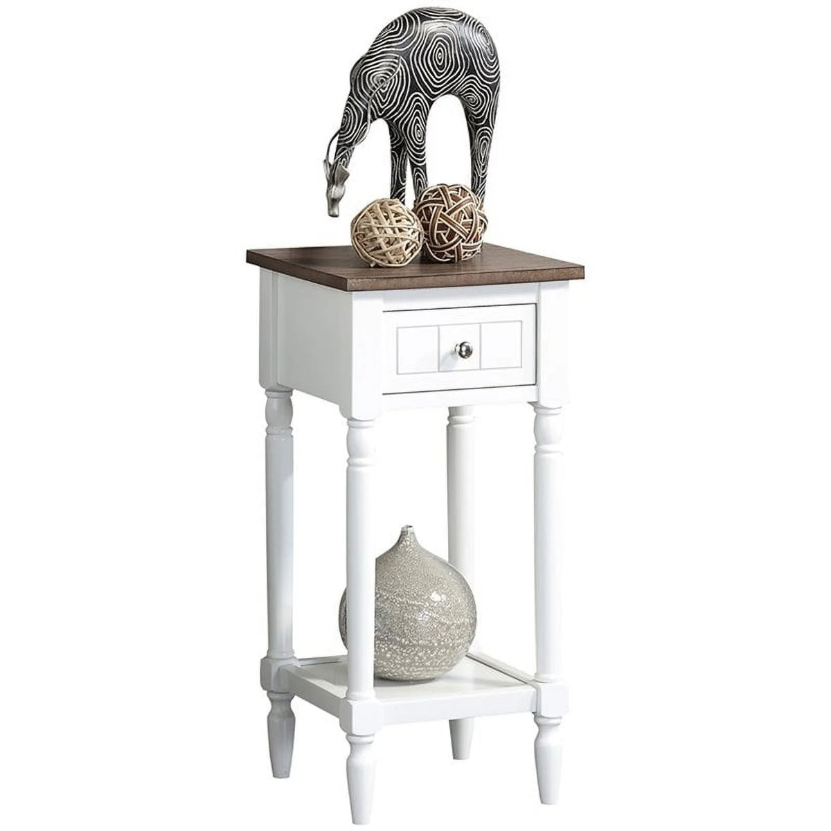 White One-Drawer Wood End Table Set of 2 O453418