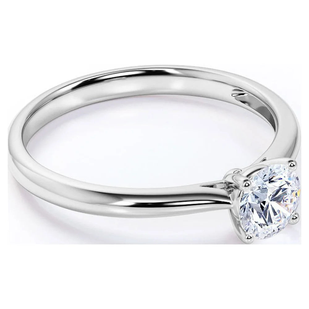 18K White Gold over Silver Round Cut Engagement Ring Z341