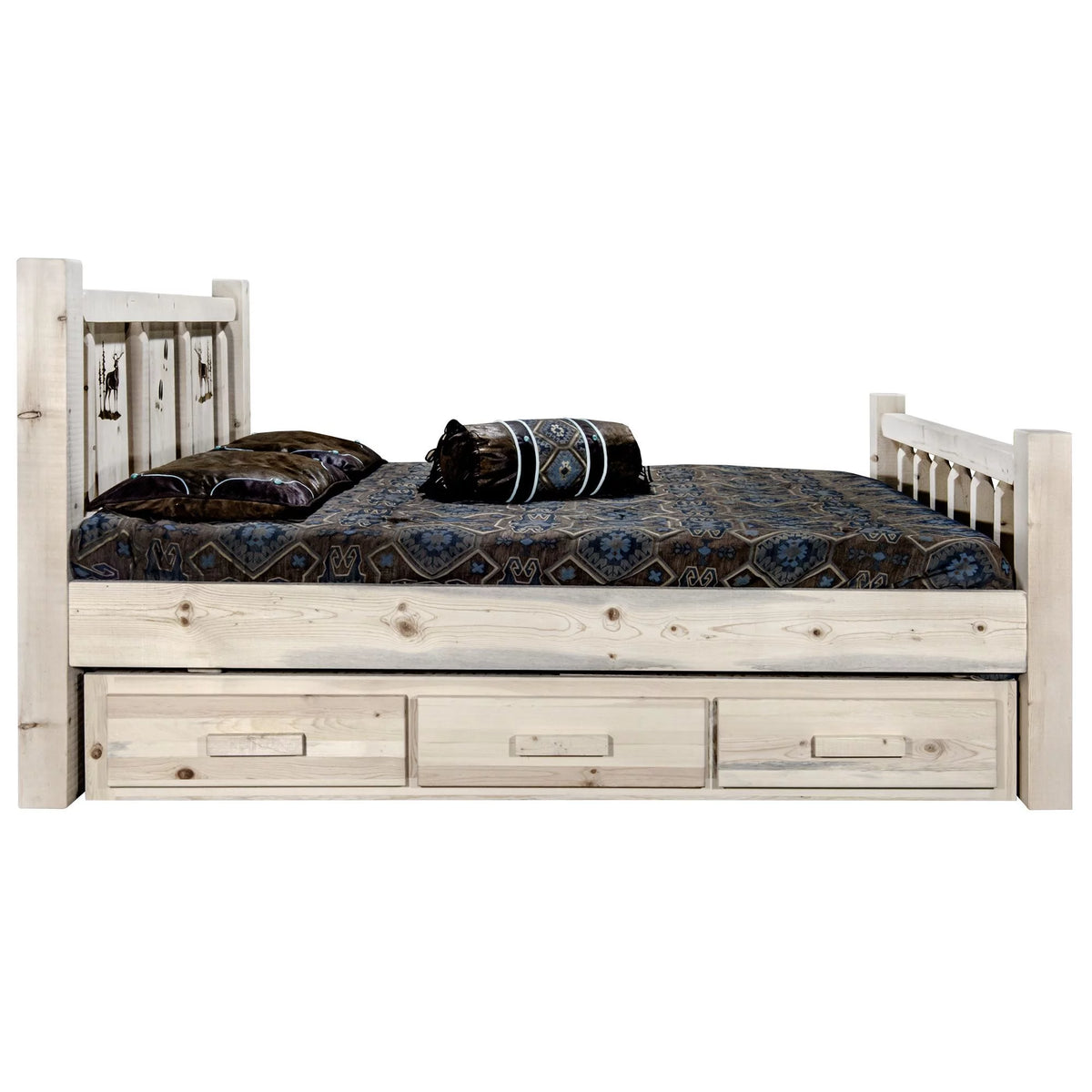 Solid Pine Wood Queen Storage Bed S7344