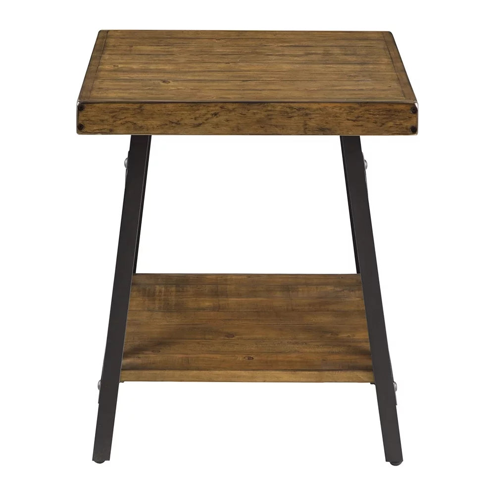 Wood Square Side End Table with Storage Shelf D9512