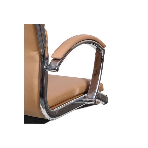Mid-Back Slim Profile Chair Camel Soft Leather Chrome D6701