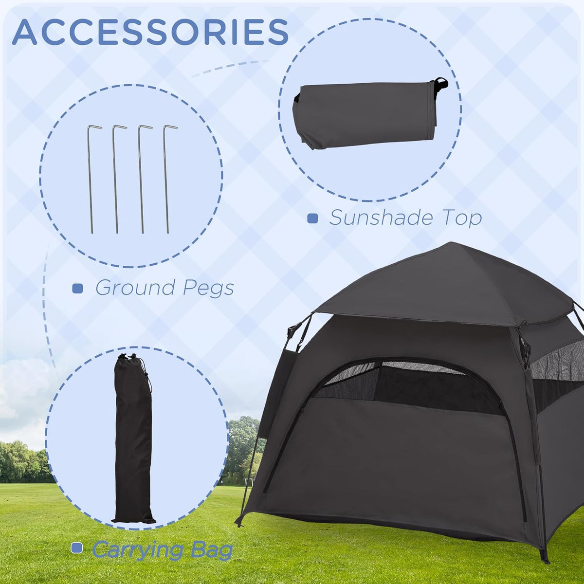 Dark Gray Pop Up Dog Tent with Carrying Bag G6677