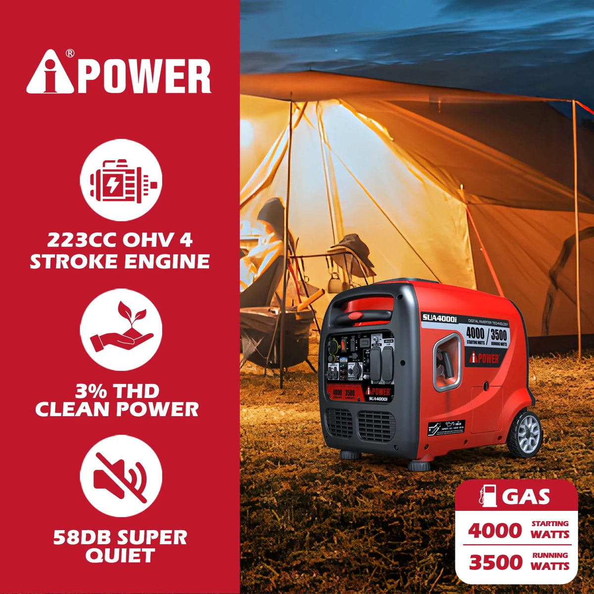 4,000-Watt Portable Inverter Generator Gas Powered C416433