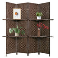 4 Panel Wood Room Divider with Storage Shelves E1920