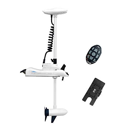 White 12V 55LBS 48 inch Bow Mount Trolling Motor with Remote Control and Quick Release Bracket O228