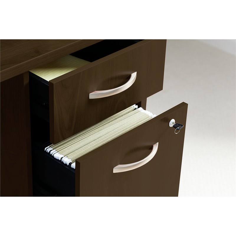 Office Desk with Mobile File Cabinet and Mid Back Executive Chair in Mocha Cher S721338