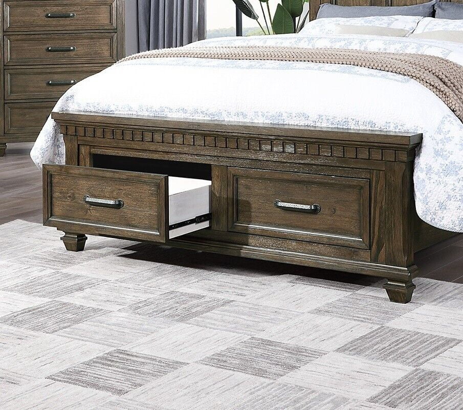 6pc Bedroom Furniture Set California King Size Bed Dresser Mirror Nightstands Chest Wooden Storage C76500