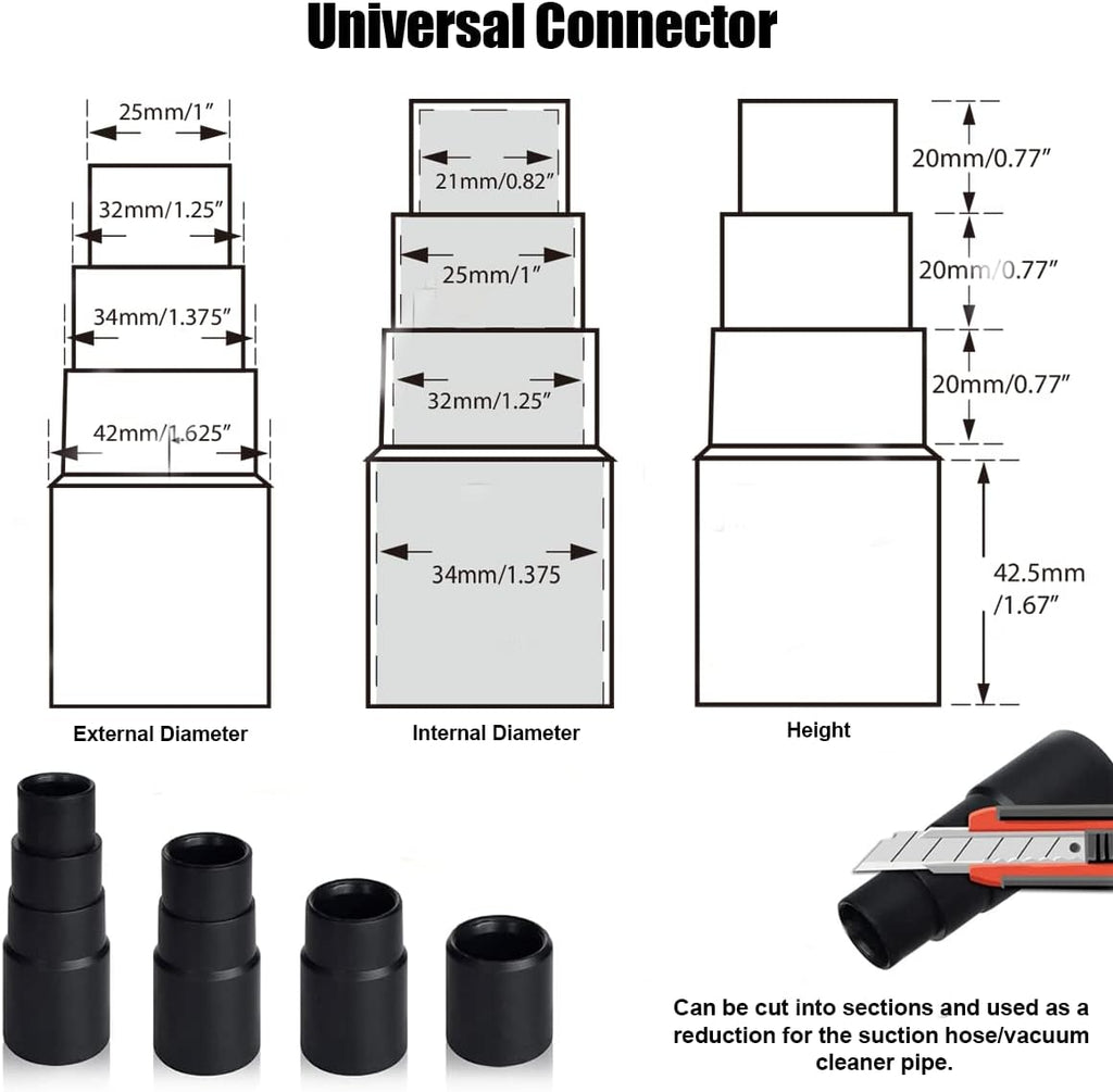 2 Pieces 25mm Horse Hair Vacuum Attachment with Universal Connector, Round Dust Brush, Hose Adapter Y973