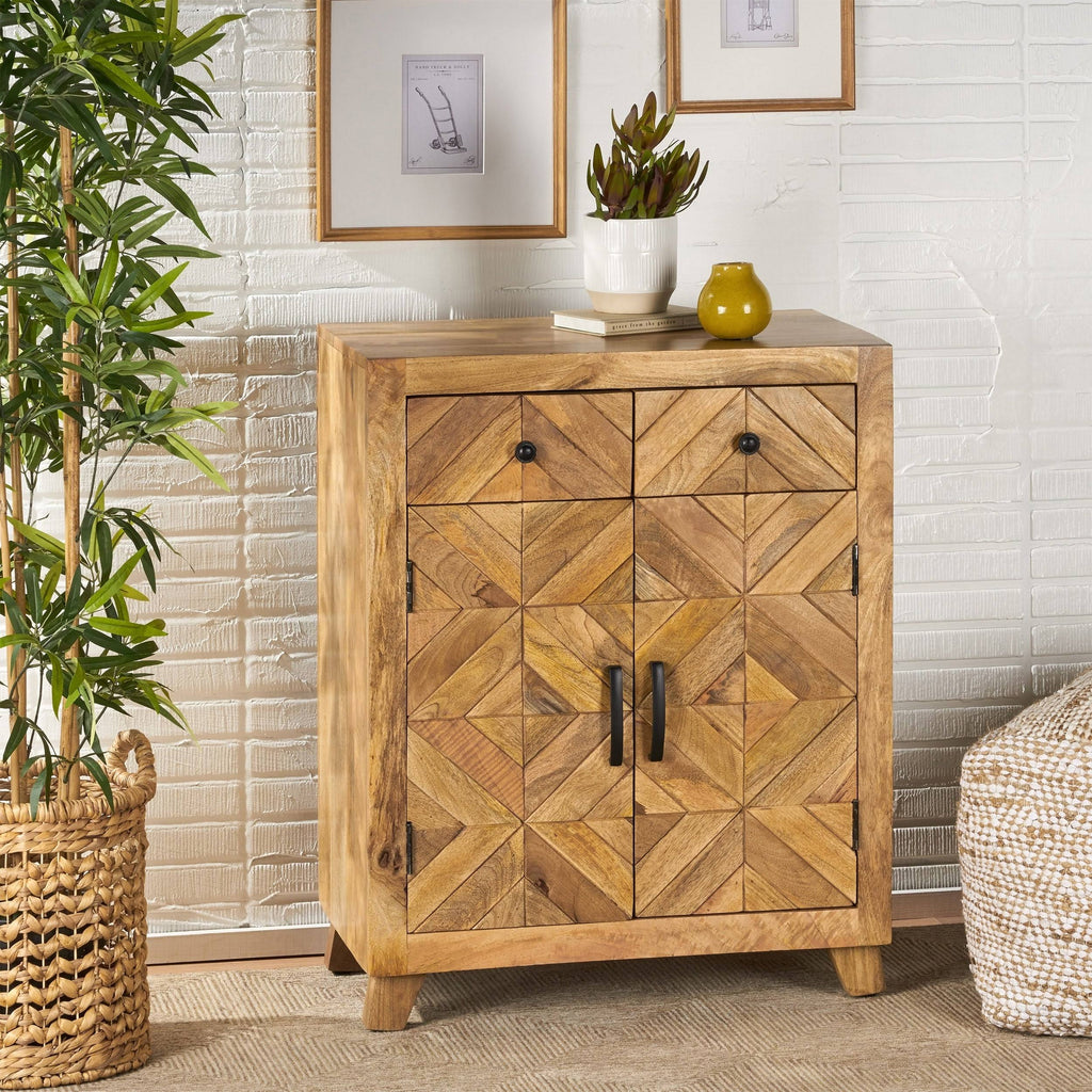 Natural Brown Mango Wood 2 Door 2 Drawer Cabinet M11235