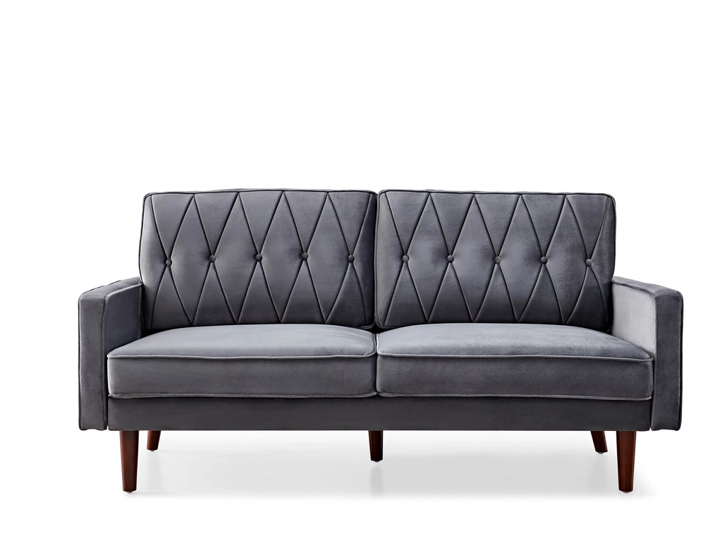 Grey Velvet Square Arm Sofa J507588