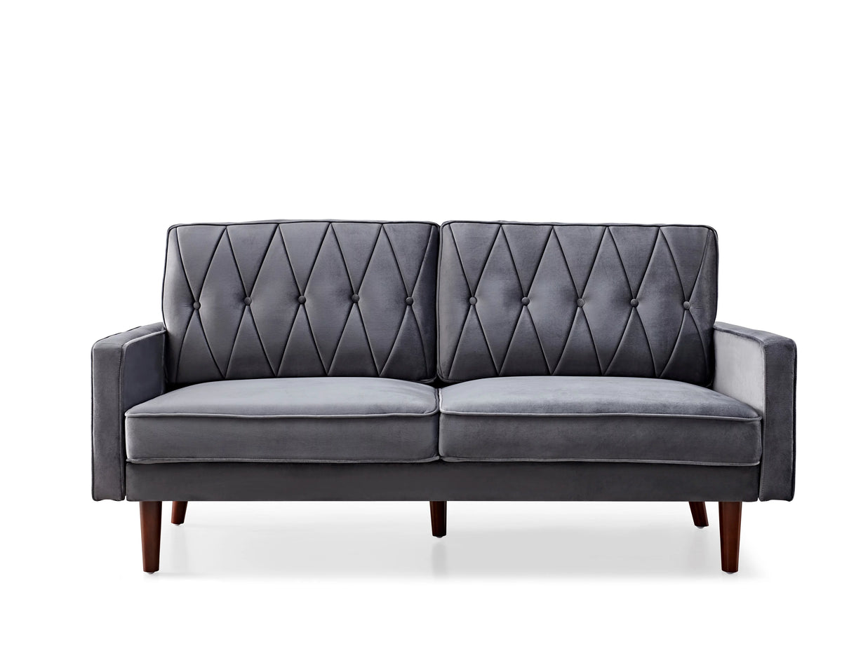 Grey Velvet Square Arm Sofa J507588