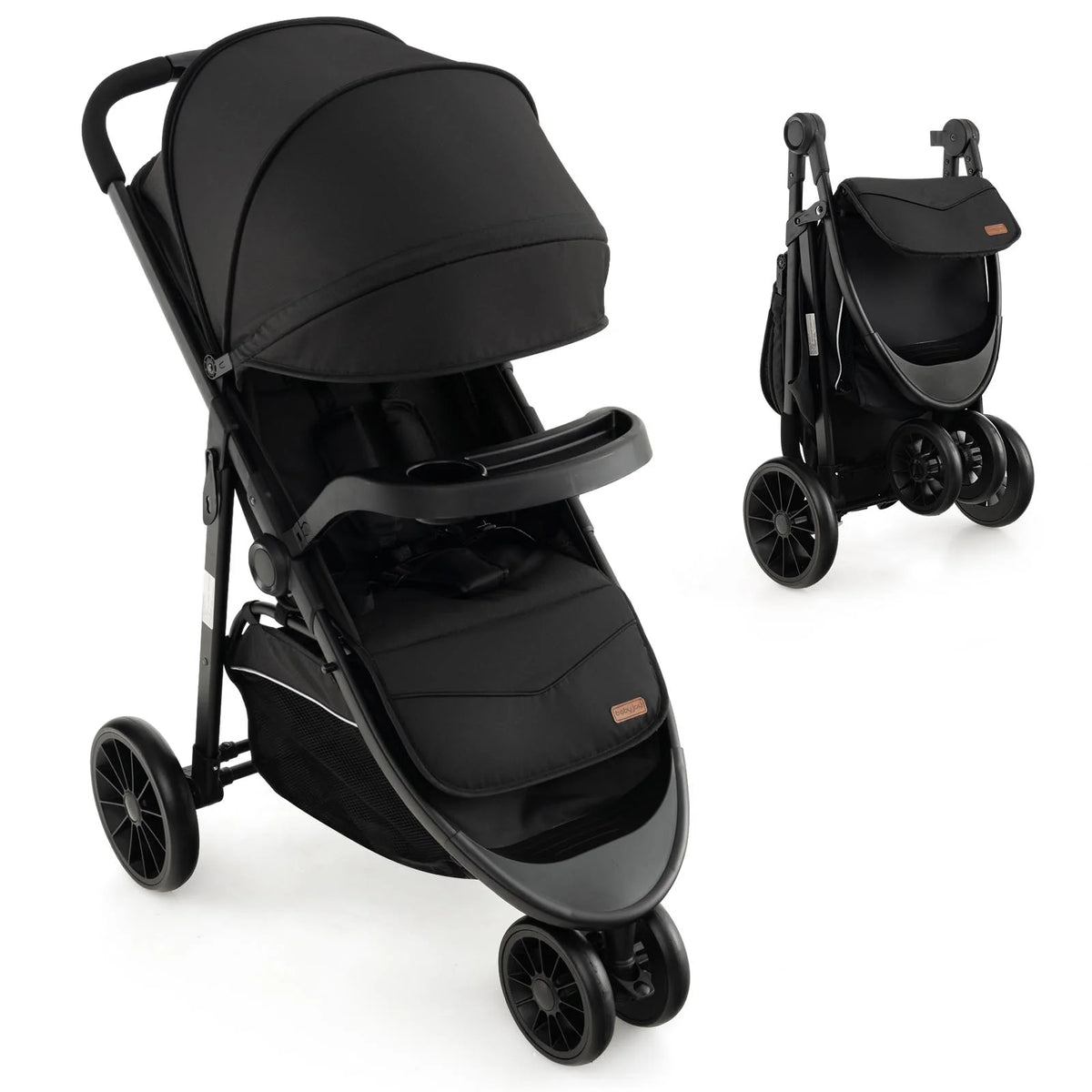 Baby Jogging Stroller Travel System with Adjustable Canopy Grey E622