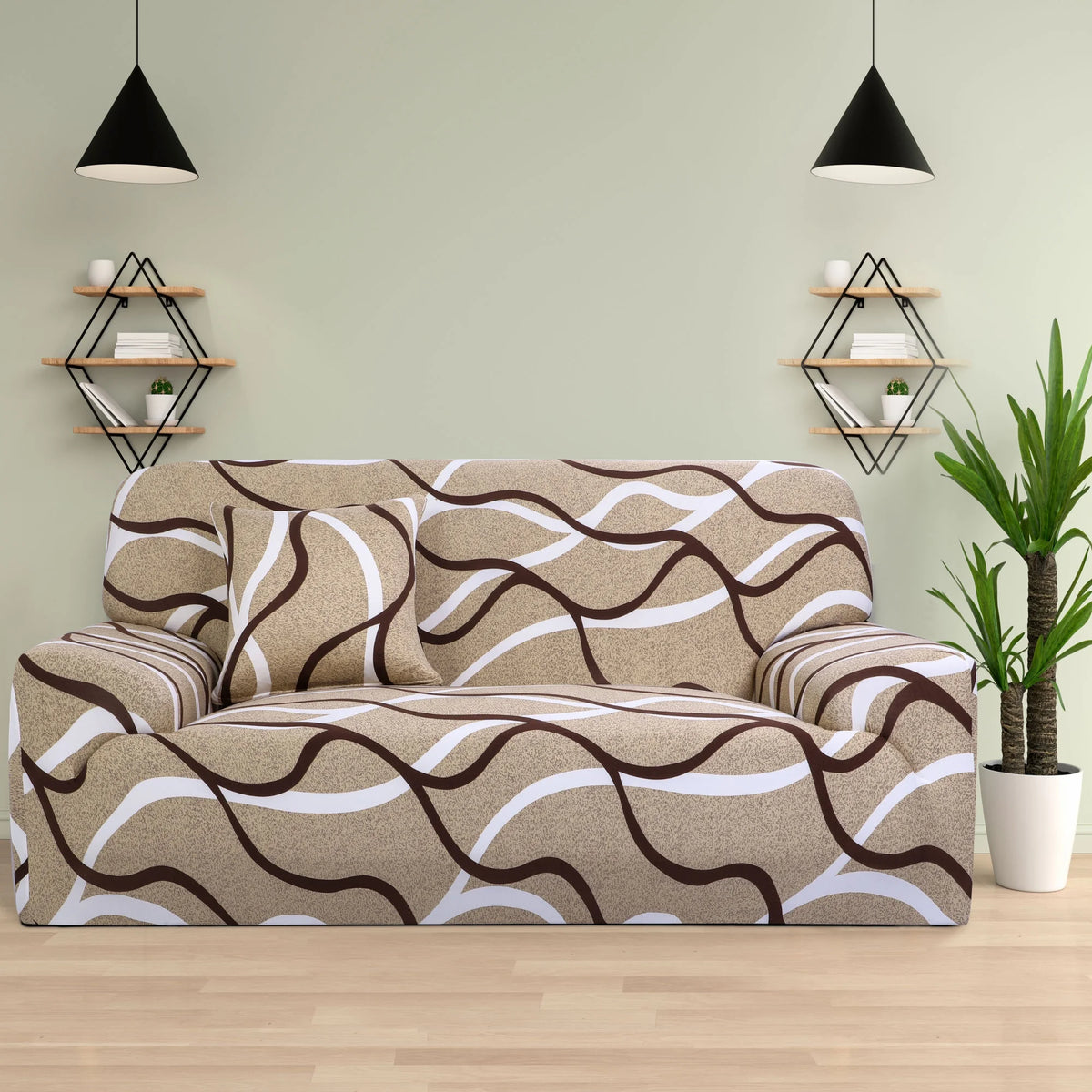 Beige Stretch Sofa Slipcover W949739