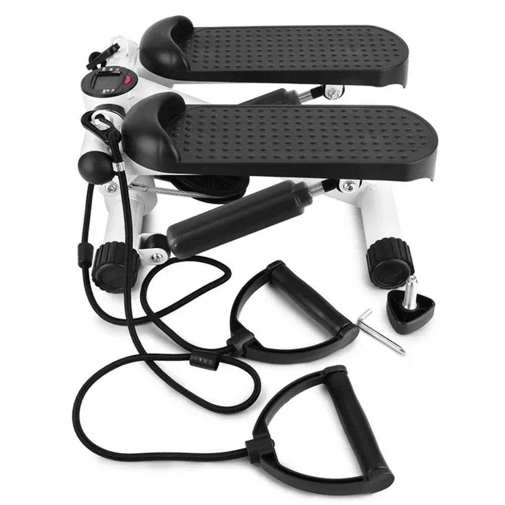 Gray Mini Stepper Air Stair Climber Exercise Machine with Resistance Band C8891