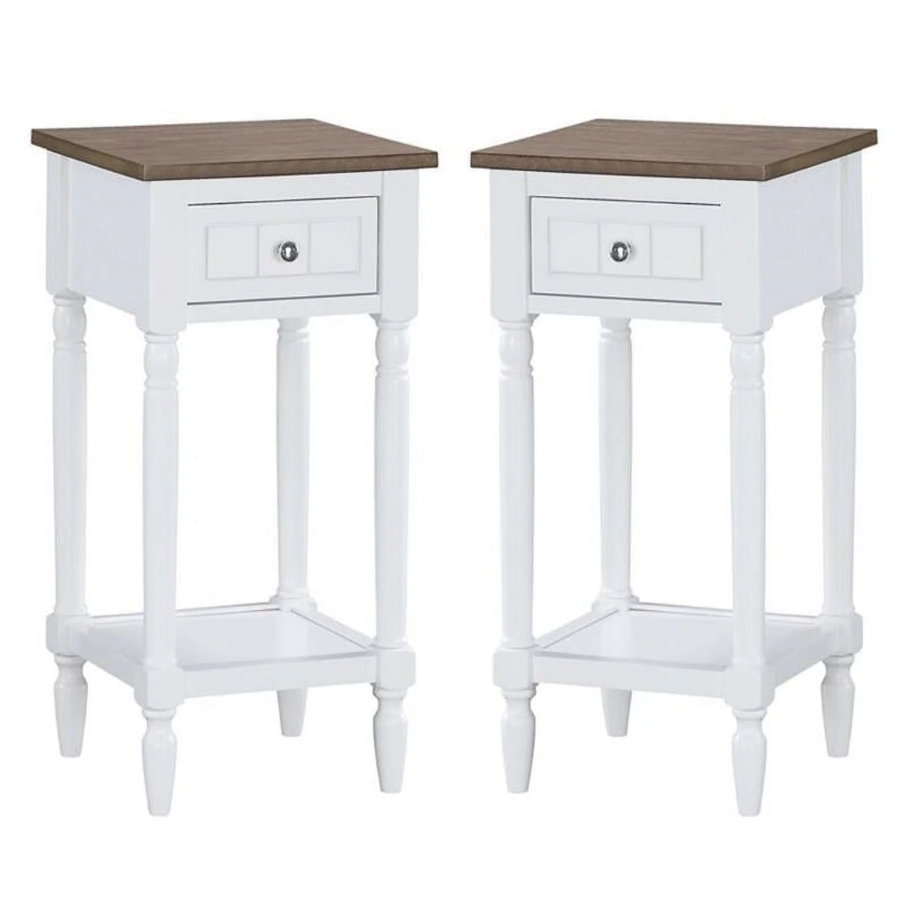 White One-Drawer Wood End Table Set of 2 O453418
