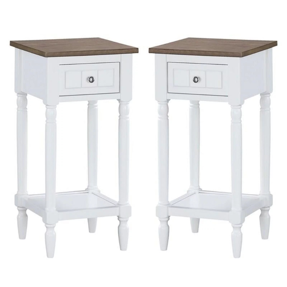 White One-Drawer Wood End Table Set of 2 O453418