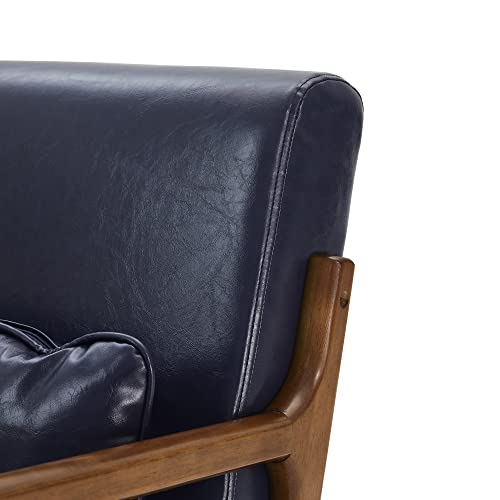 Black PU Leather Accent Armchair with Wood Frame O95413
