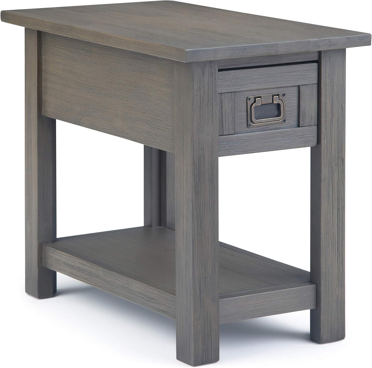 Solid Acacia Wood Narrow Side Table with Storage, 1 Drawer and 1 Shelf B81381