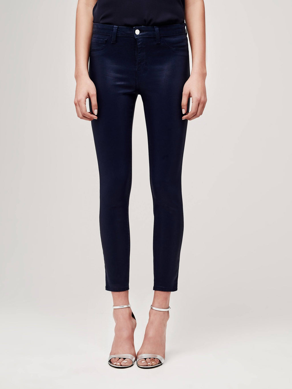 Navy Coated High Rise Skinny Jean Q387