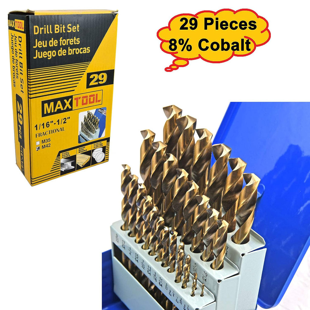 29 Piece Cobalt HSS M42 Twist Drill Bit Set C8315