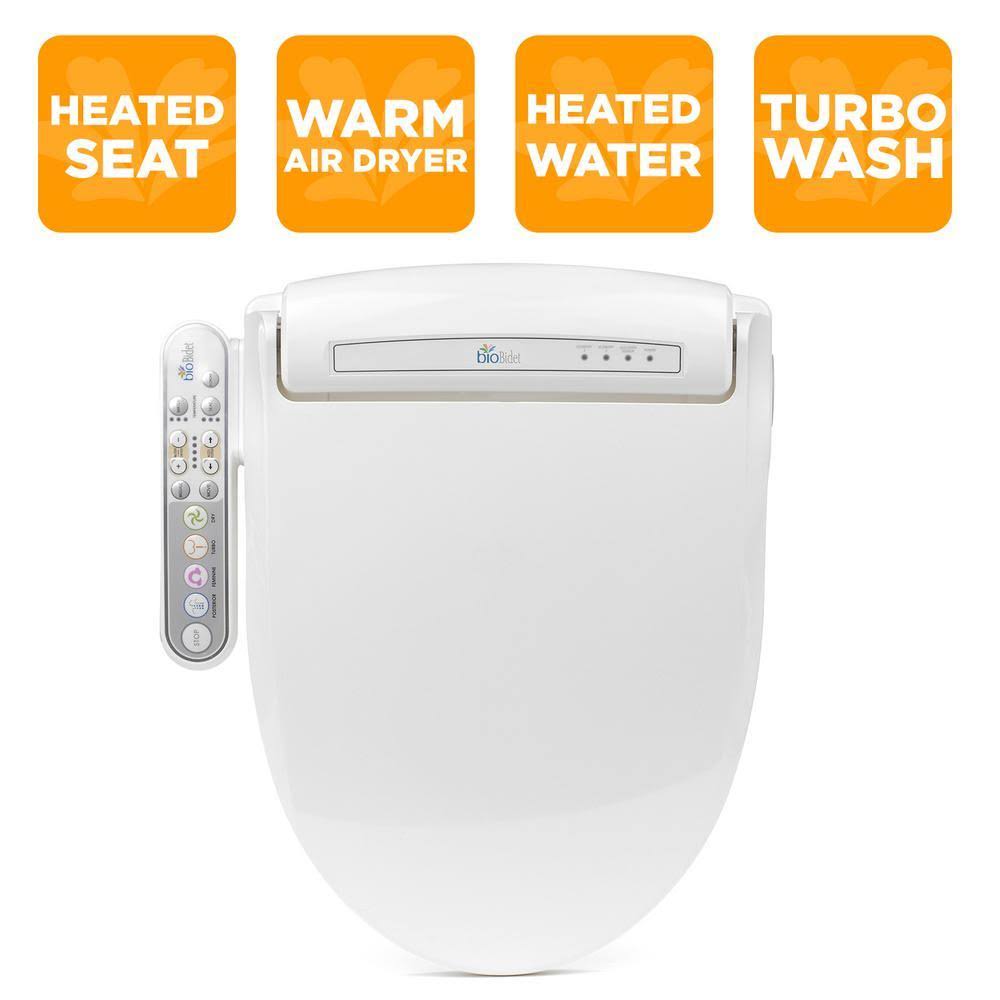White Elongated Slow-Close Heated Bidet Toilet Seat A74205