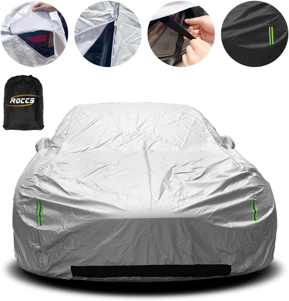 Car Cover with Reflective Strips for Tesla Model 3, Pack of 2 E5878