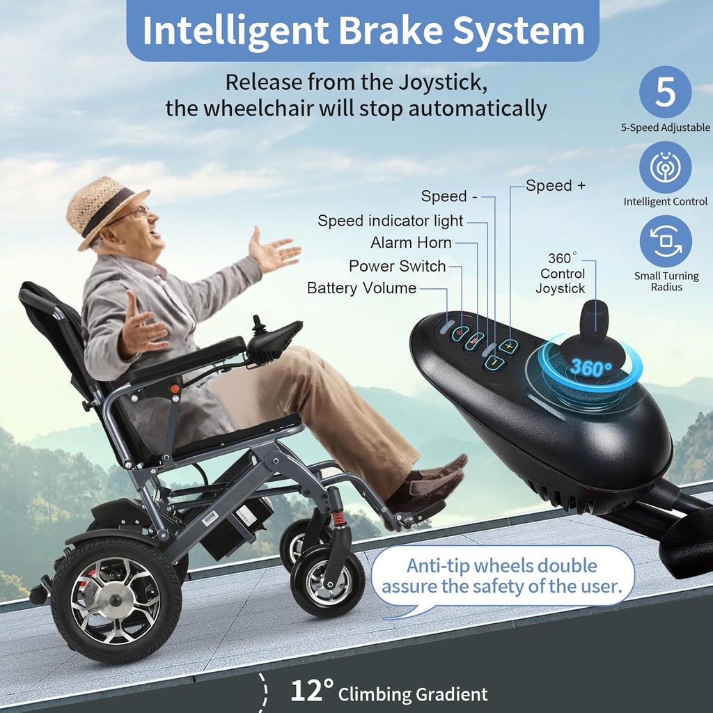 Lightweight Foldable Electric Wheelchair with 500W Motor, Weight 50lbs V4568