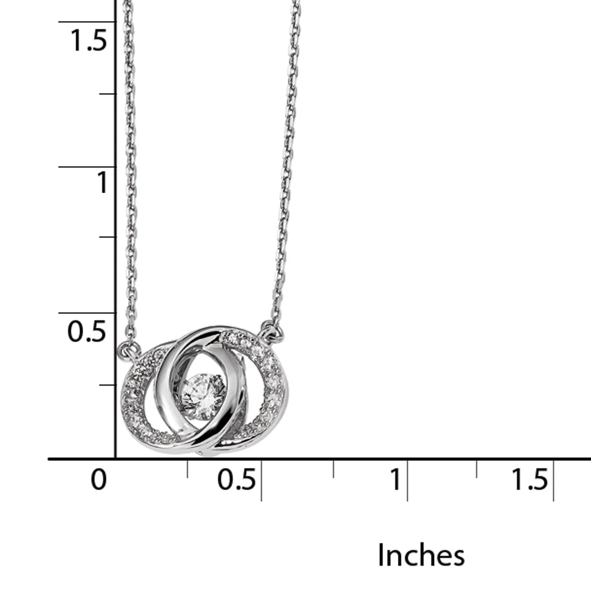 Sterling Silver Platinum-plated Swarovski Cubic Zirconia Necklace with Two 1-inch Extension U6516