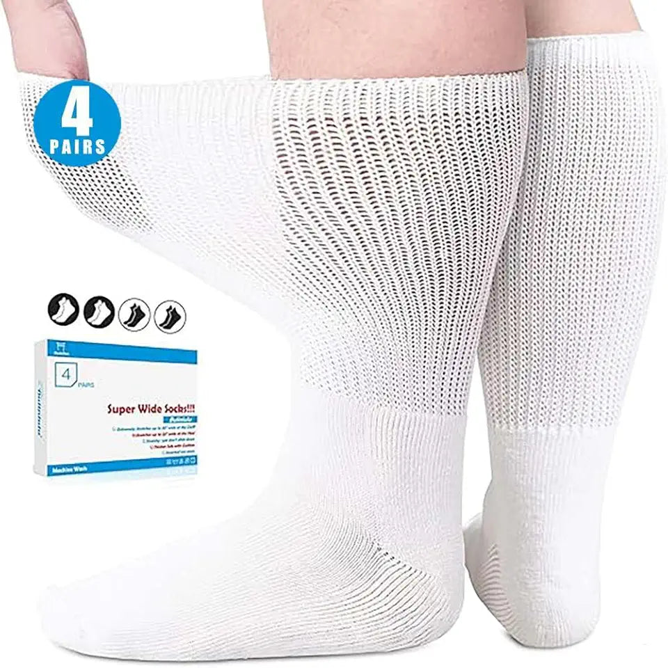 Extra Width Socks 4 Pairs Black White G726497