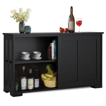 Antique Buffet Sideboard with Sliding Door, Black Q44304