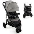 Baby Jogging Stroller Travel System with Adjustable Canopy Grey E622