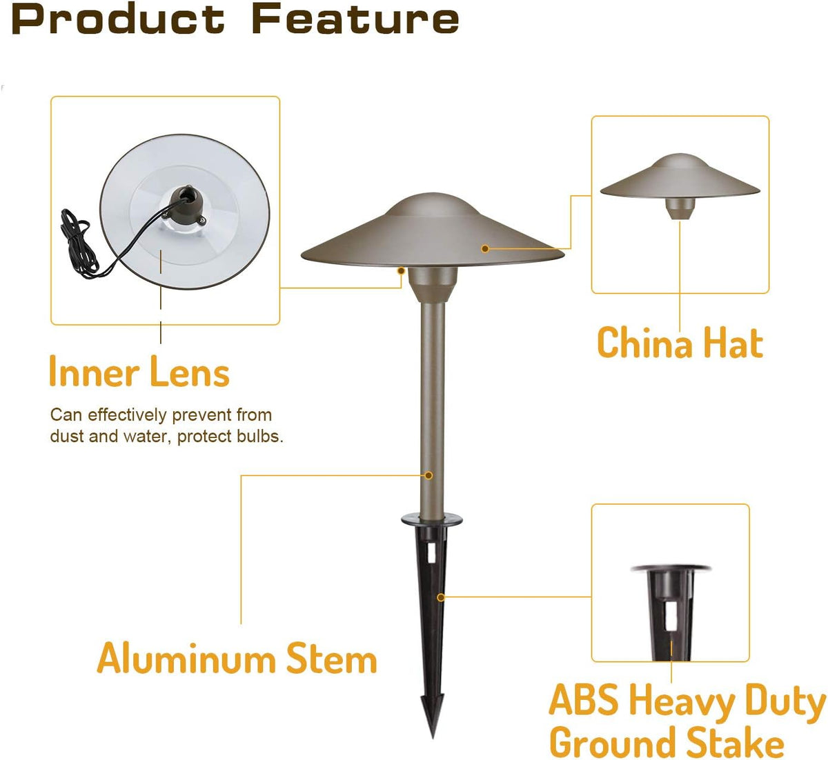 Bronze Cast-Aluminum Outdoor Path Light 8PK P34235