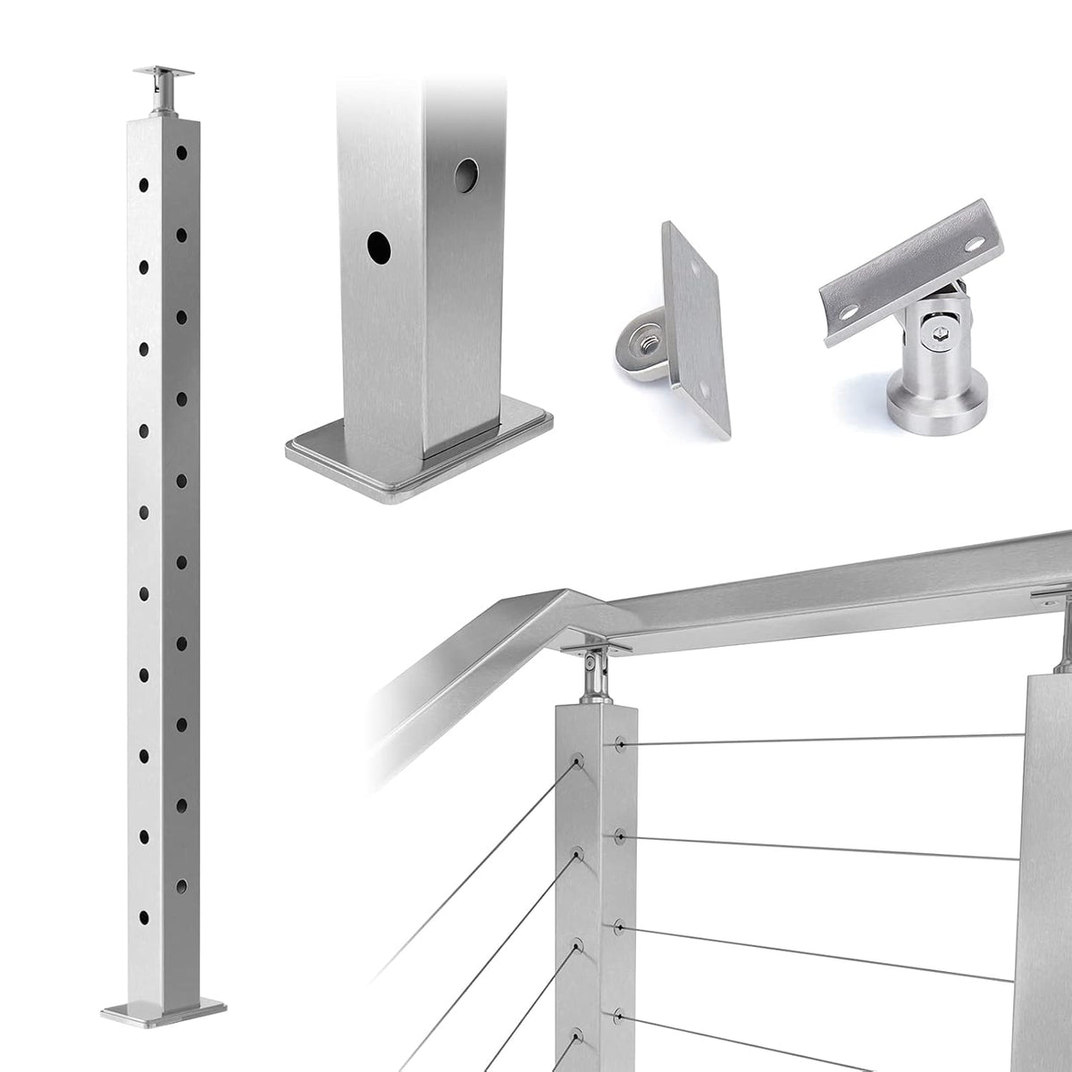 Cable Railing Corner Post 36x2x2 Surface Mount C268