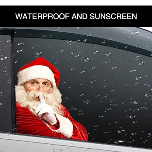 2 PCS Santa Claus Car Window Stickers, 8.6In x 11.8In Waterproof PVC Single-Transparent Vehicle Decals Q414
