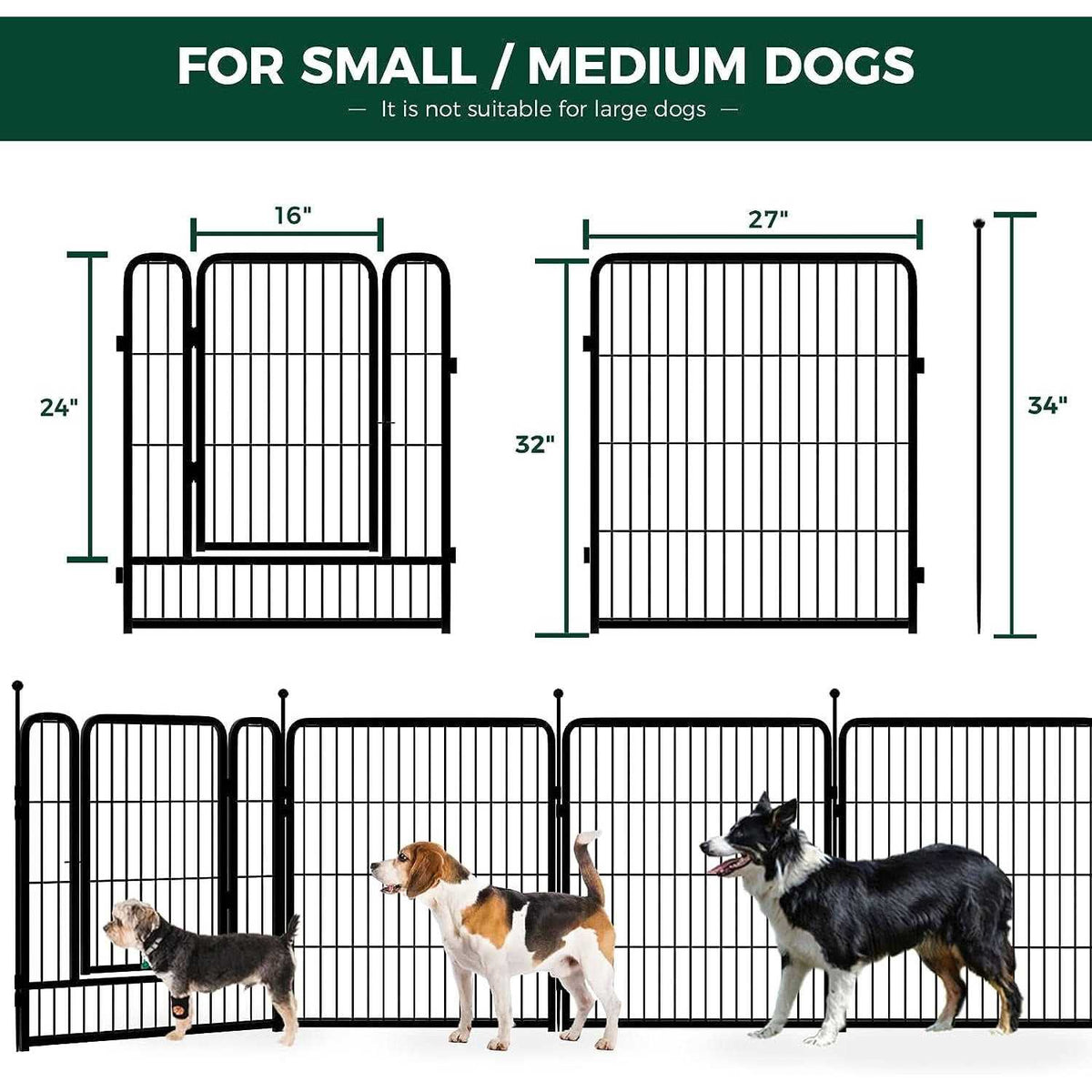 Dog Playpen Outdoor Panels with Doors V9522
