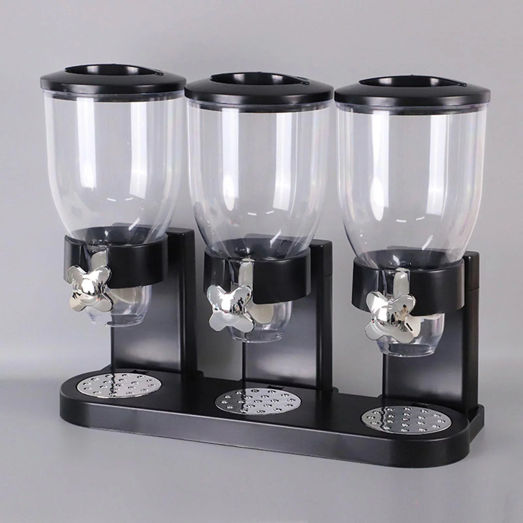 Triple Canister Cereal Dispenser Dry Food Storage D458