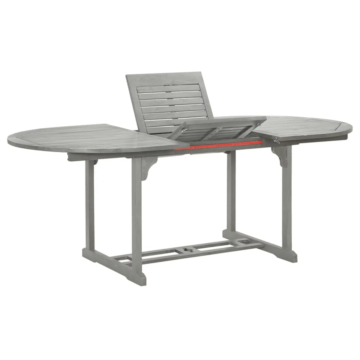 Gray Acacia Wood Extendable Oval Outdoor Dining Table with Umbrella Hole L531821