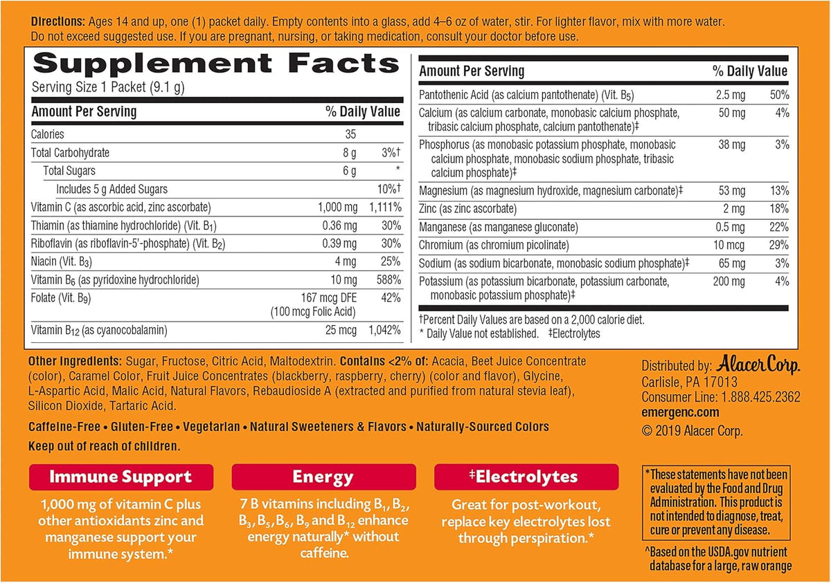 Vitamin C Energy Booster Raspberry 1000 mg 30 Packet S71682