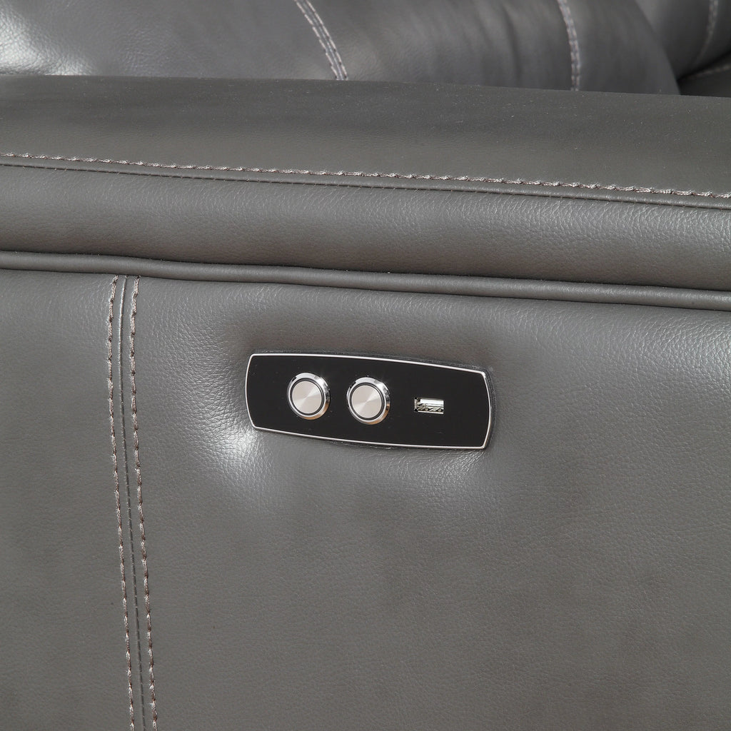 Gray Leather Sectional Sofa N143