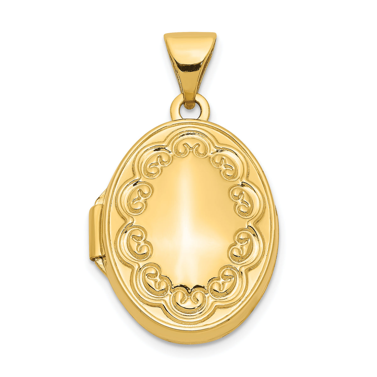 14 Karat Yellow Gold Oval Locket on 18-inch Cable Rope Chain K59795