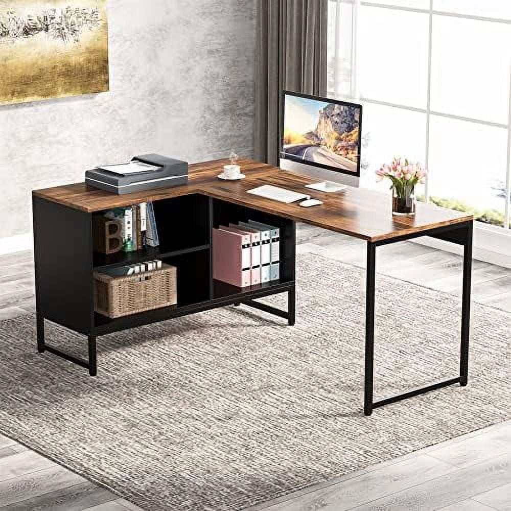 59 inch Reversible L Shaped Desk with File Cabinet D2441