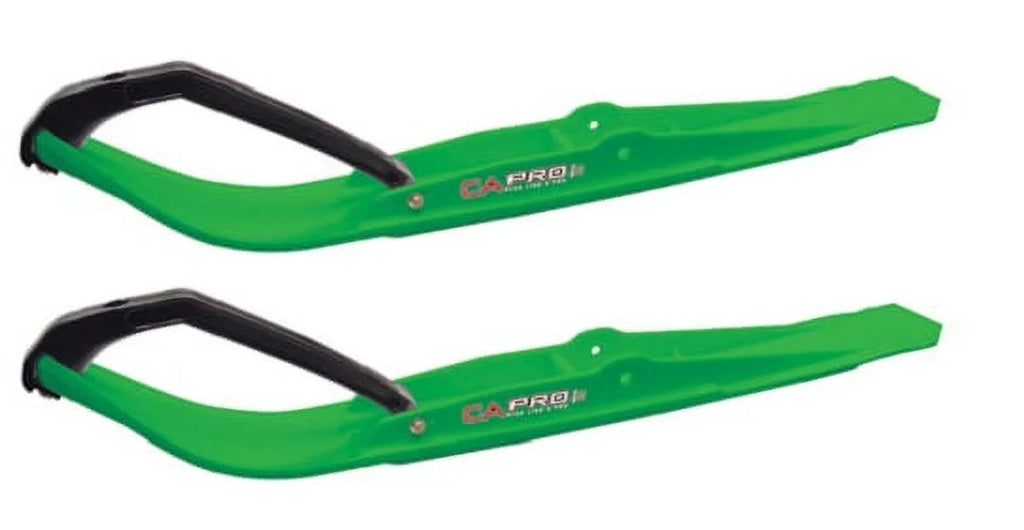Green Razor Snowmobile Skis with 6" Round Bars Complete Kit L24226