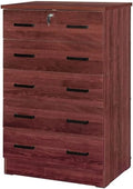 5 Drawer Wooden Dresser with Lock T959023