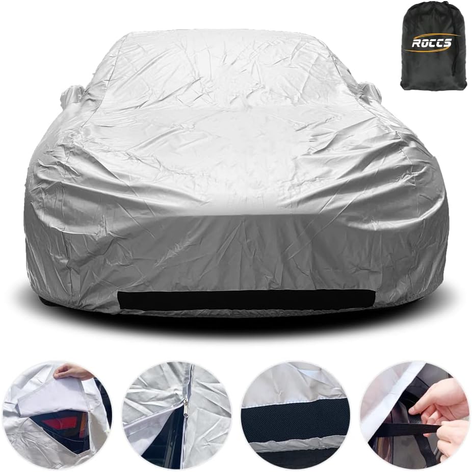 Car Cover with Reflective Strips for Tesla Model 3, Pack of 2 E5878